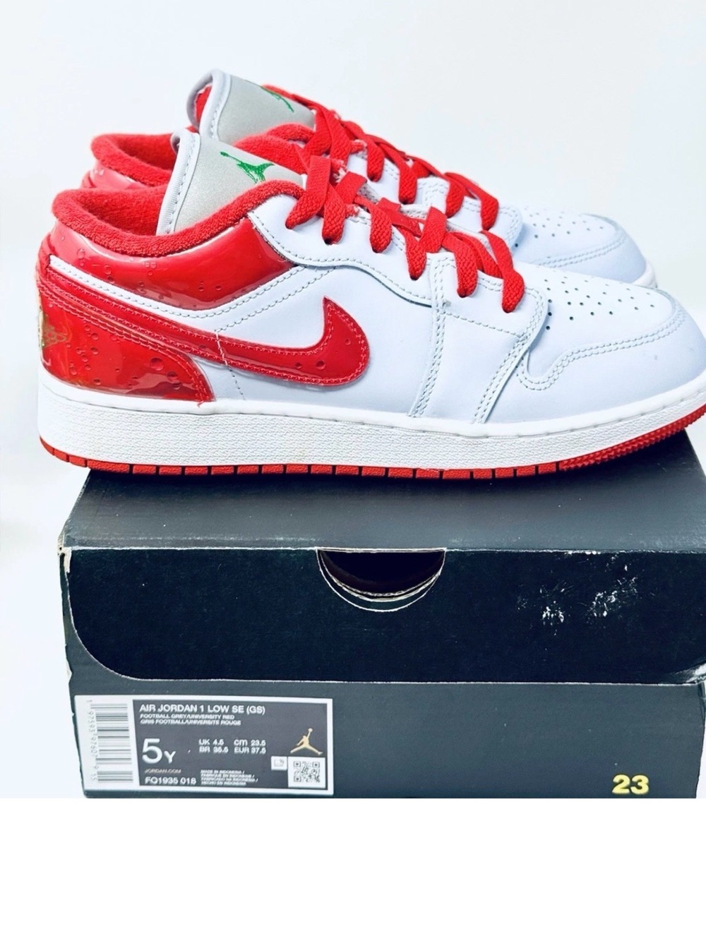 NEW Nike Air Jordan 1 Low SE Women 6.5/Youth 5 Red Grey FQ1935 018 GS  Authentic